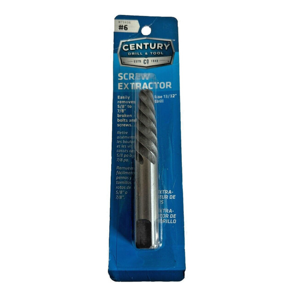 CENTURY DRILL & TOOL Spiral Flute Screw Extractor Remove Bolts & Screws #6 73406 - Picture 1 of 2